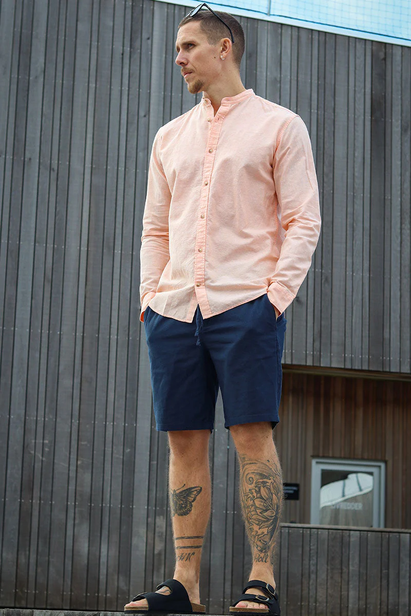ONLY & SONS Linus Linen Shorts  Dark Navy - Image 2