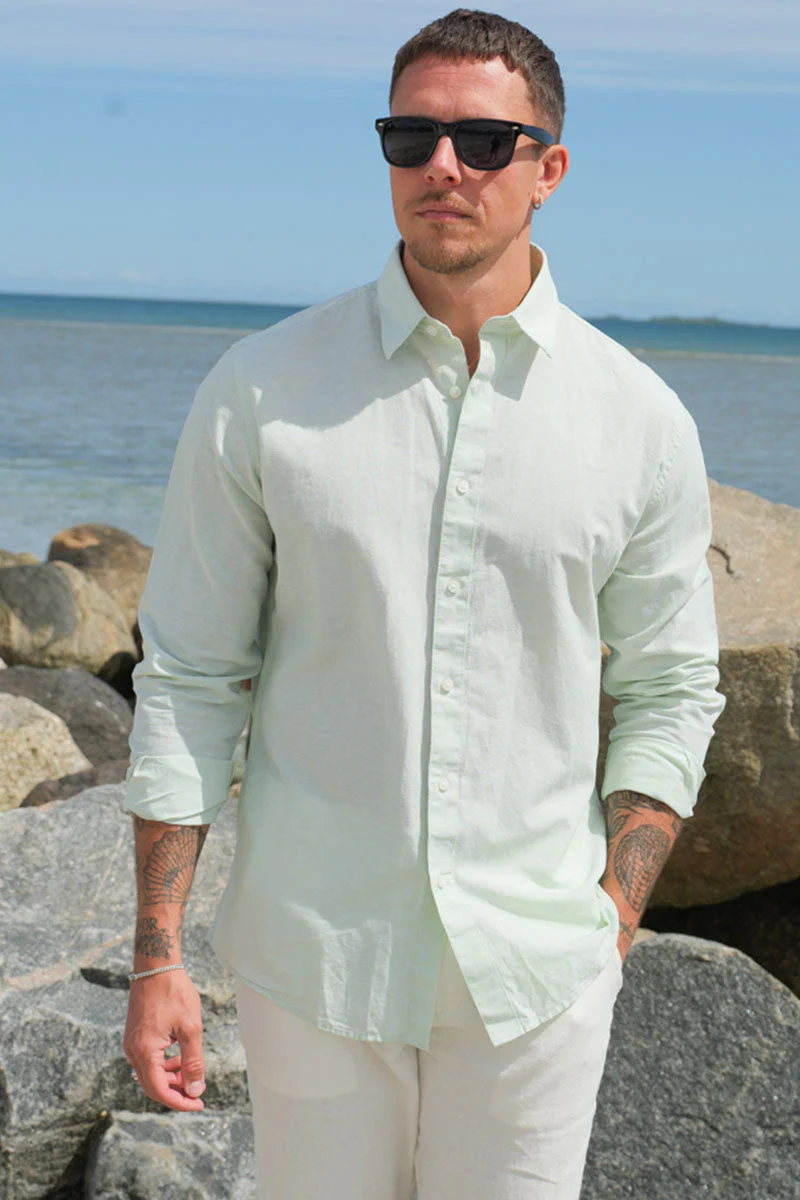Selected Reg New Linen Shirt LS Vetiver