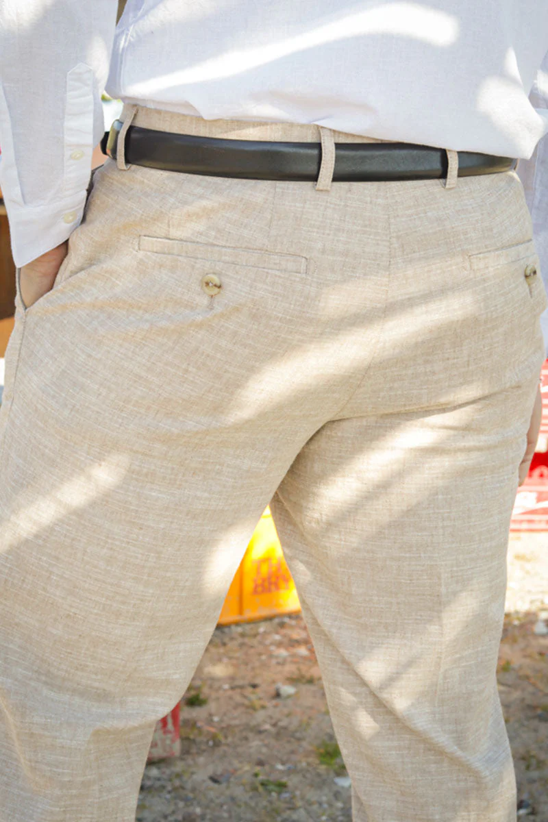 Jack & Jones Riviera Linen Trousers Beige - Image 3