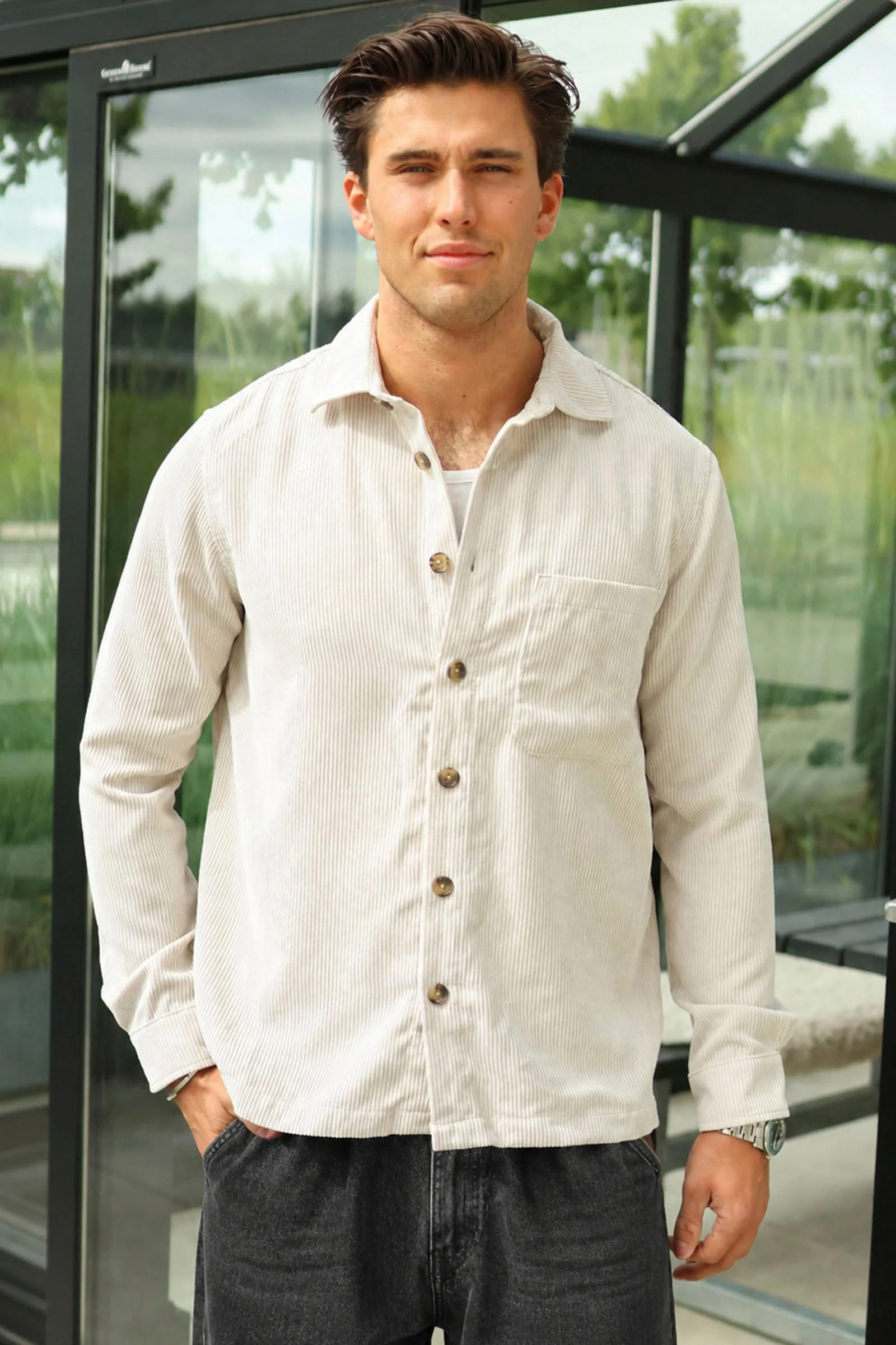 ONLY & SONS Tile Corduroy Shirt Pumice Stone - Image 4
