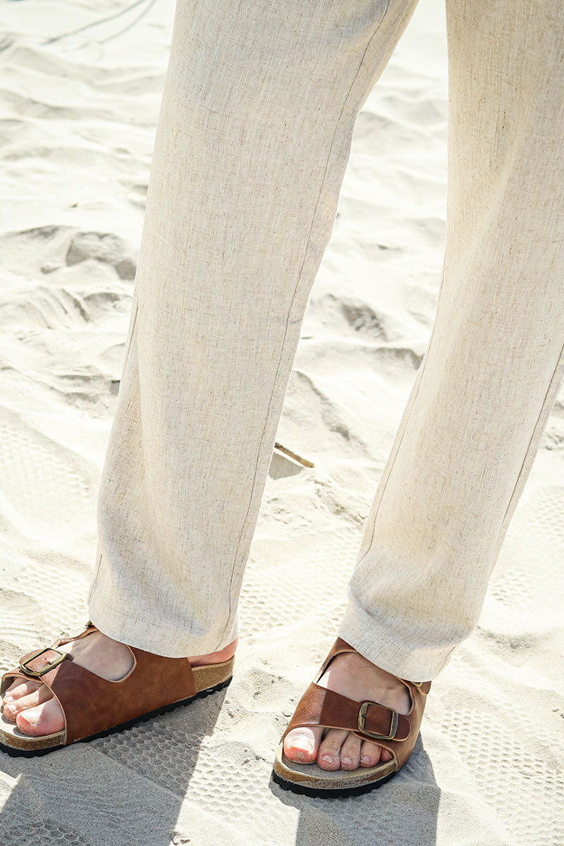 ONLY & SONS Sinus Loose Viscose Linen Pant Oatmeal - Image 3
