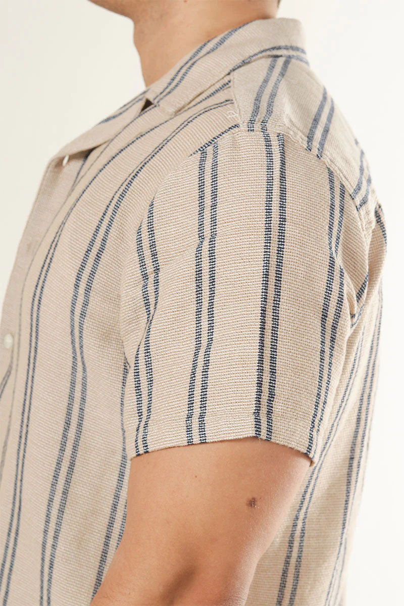 ONLY & SONS Trev Reg Structure Stripe SS Shirt Vintage Khaki - Image 3
