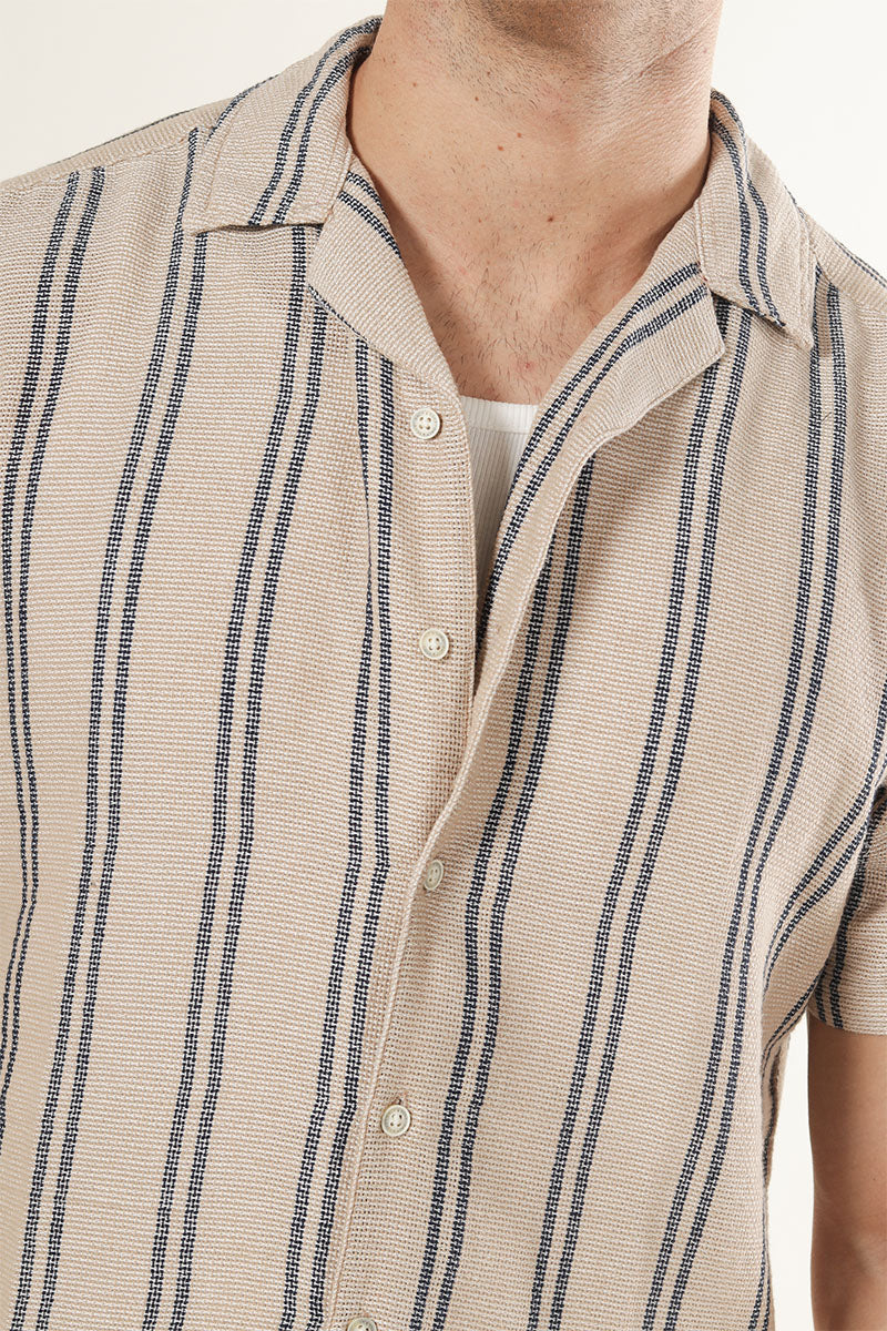ONLY & SONS Trev Reg Structure Stripe SS Shirt Vintage Khaki - Image 4