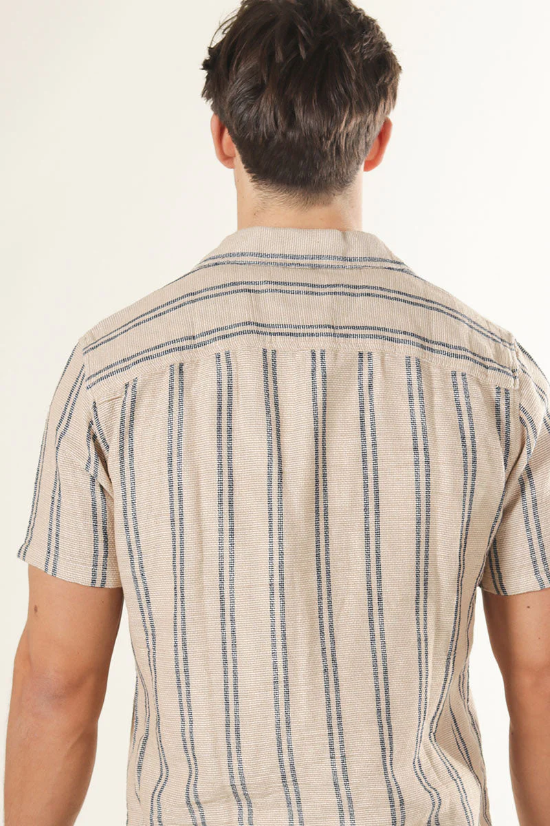 ONLY & SONS Trev Reg Structure Stripe SS Shirt Vintage Khaki - Image 5