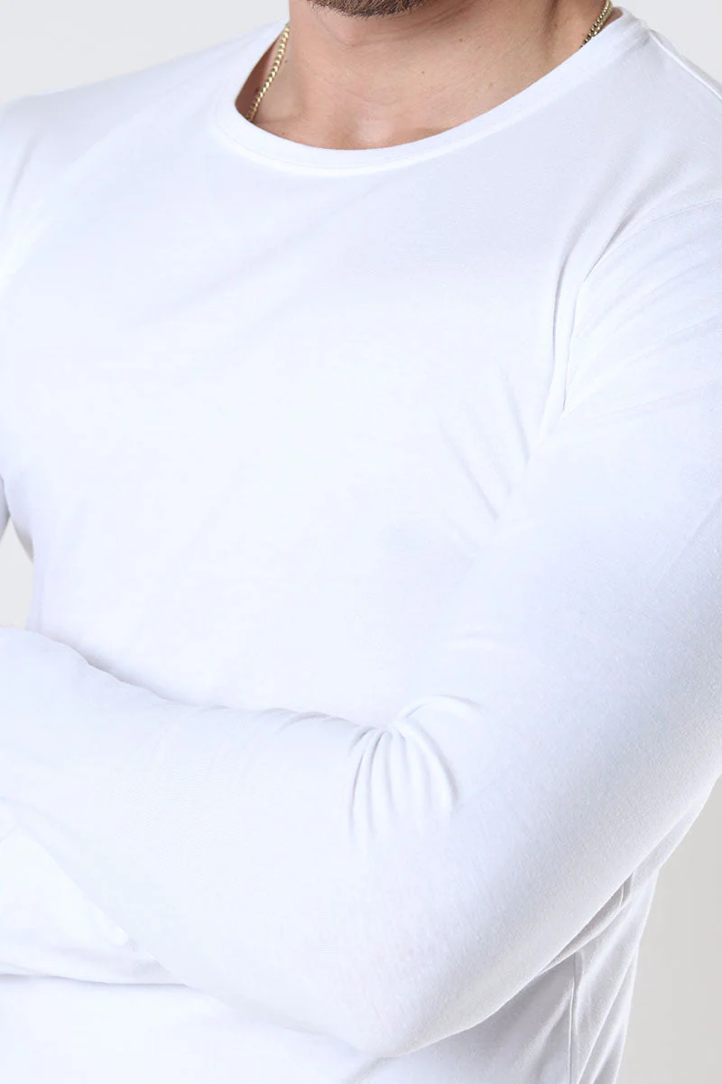 Basic Brand Muscle Fit LS T-shirt White - Image 3