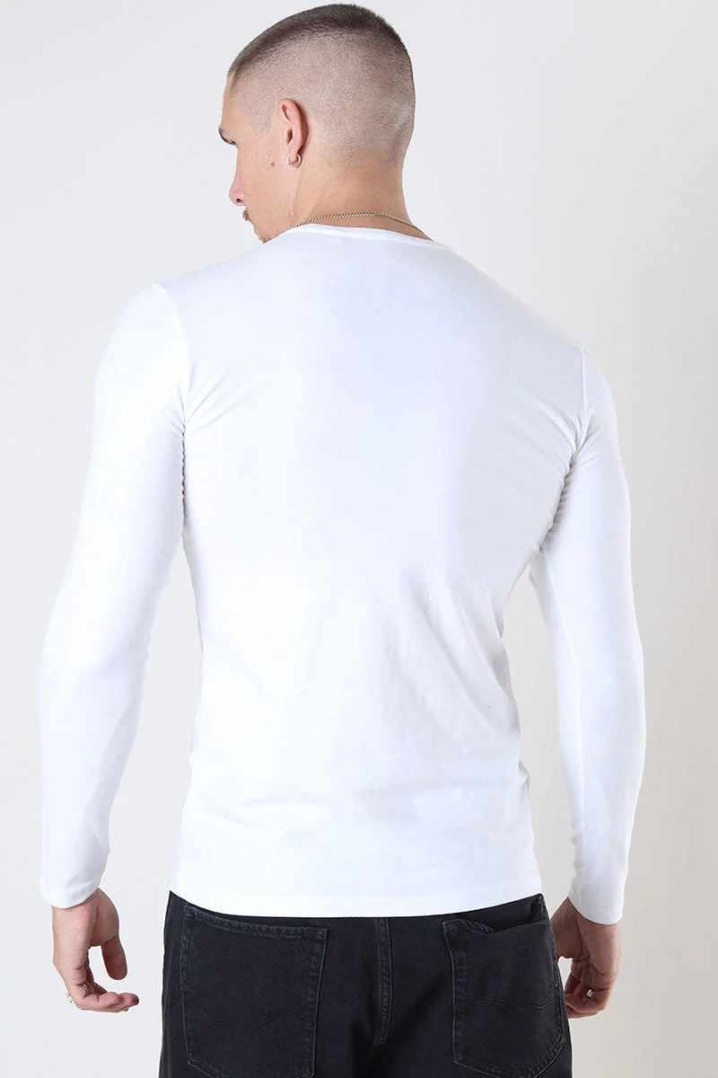 Basic Brand Muscle Fit LS T-shirt White - Image 5