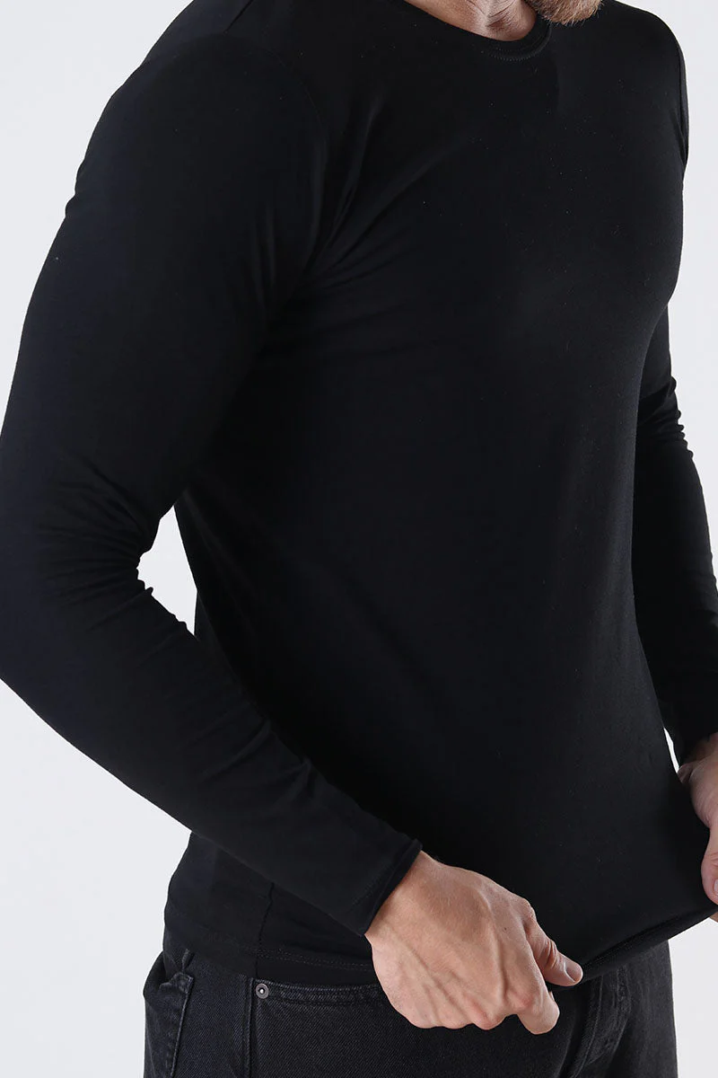 Basic Brand Muscle Fit LS T-shirt Black - Image 4