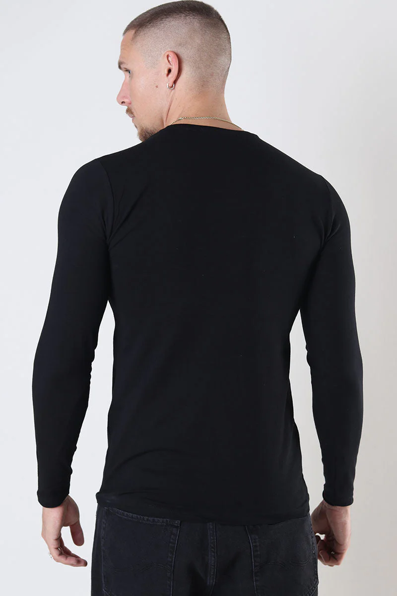 Basic Brand Muscle Fit LS T-shirt Black - Image 5