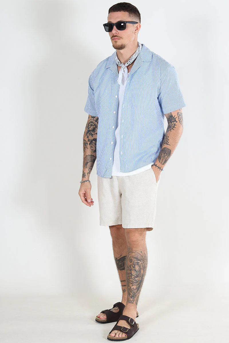 Jack & Jones Aydan Seersucker Resort Shirt SS Cashmere Blue - Image 2