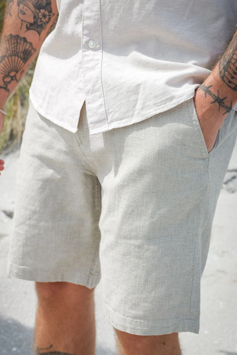 Selected Regular Brody Linen Shorts Vetiver - Image 3