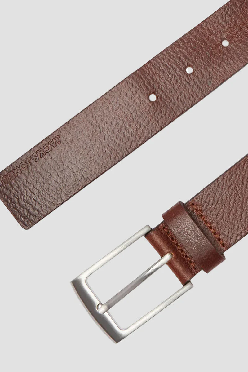 Jack & Jones JACSTOCKHOLM LEATHER BELT NOOS Brown Stone - Image 3