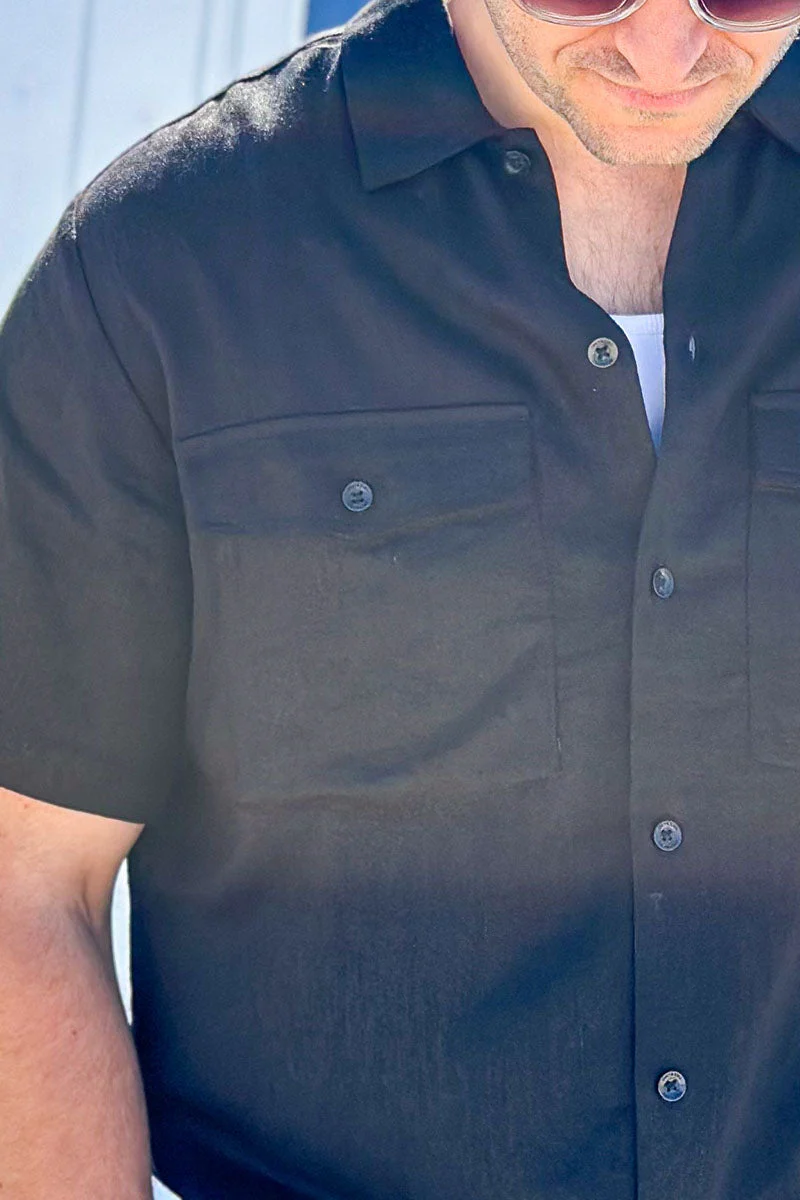 ONLY & SONS Kari Relaxed SS Shirt Viscose Linen Black - Image 3