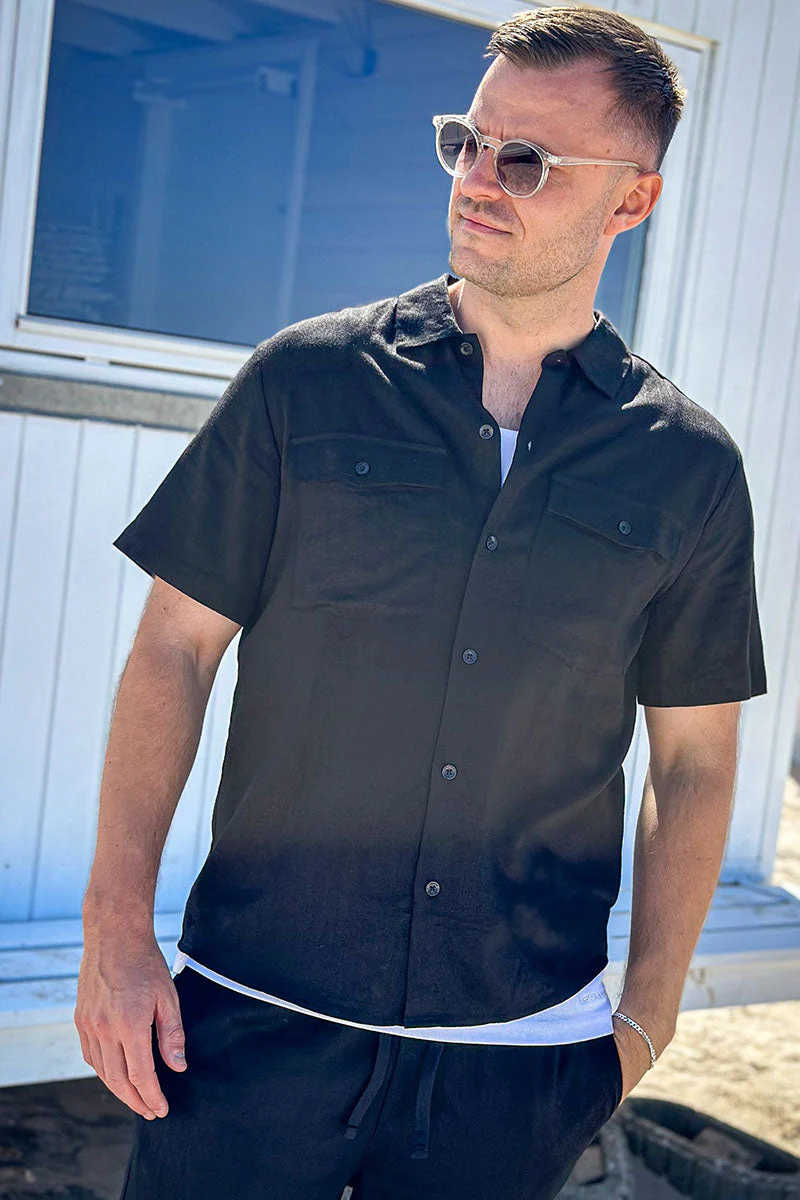 ONLY & SONS Kari Relaxed SS Shirt Viscose Linen Black - Image 4