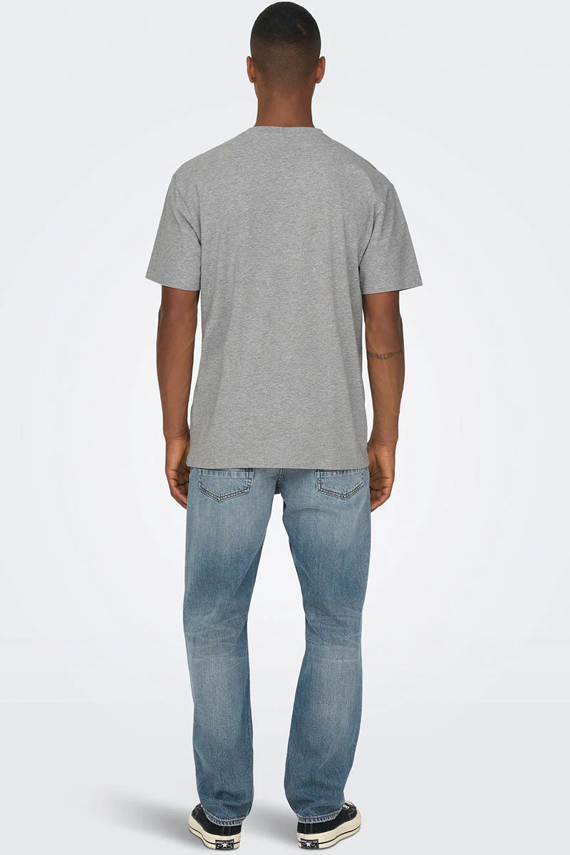 ONLY & SONS Fred Basic Oversize Tee Light Grey Melange - Image 4