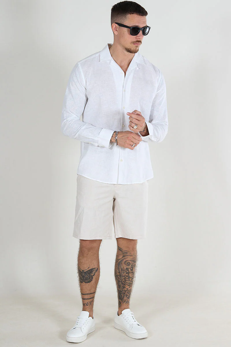 ONLY & SONS Mark Cotton Linen Shorts Silver Lining - Image 2