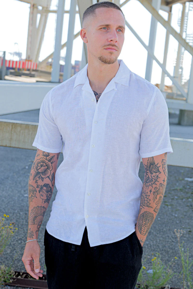 ONLY & SONS Caiden SS Resort Linen Shirt White