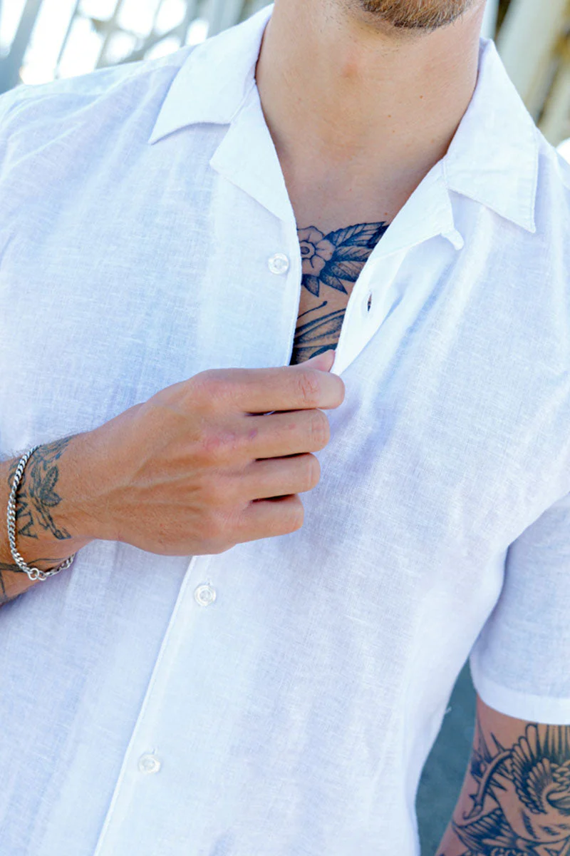 ONLY & SONS Caiden SS Resort Linen Shirt White - Image 3