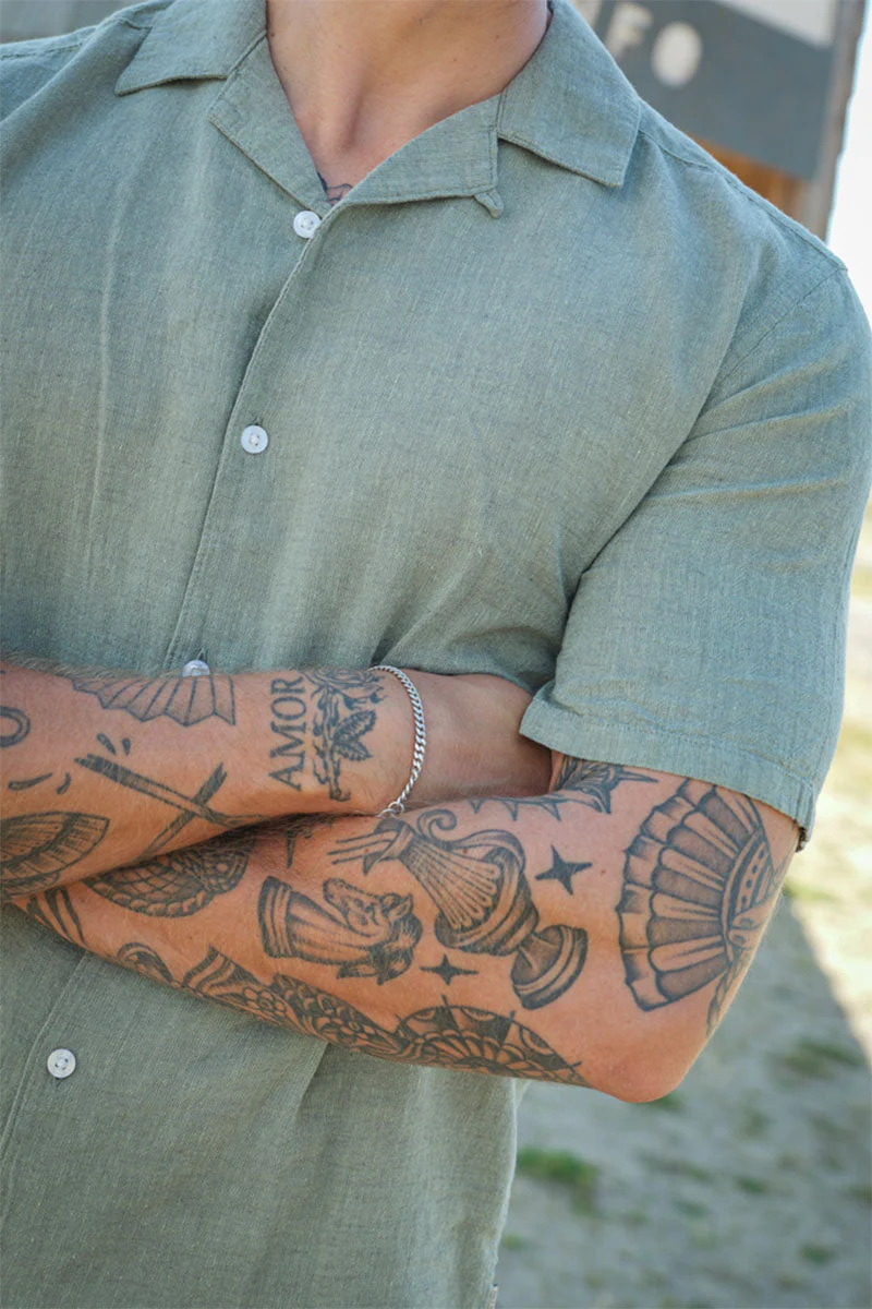 ONLY & SONS Caiden SS Resort Linen Shirt Swamp - Image 3