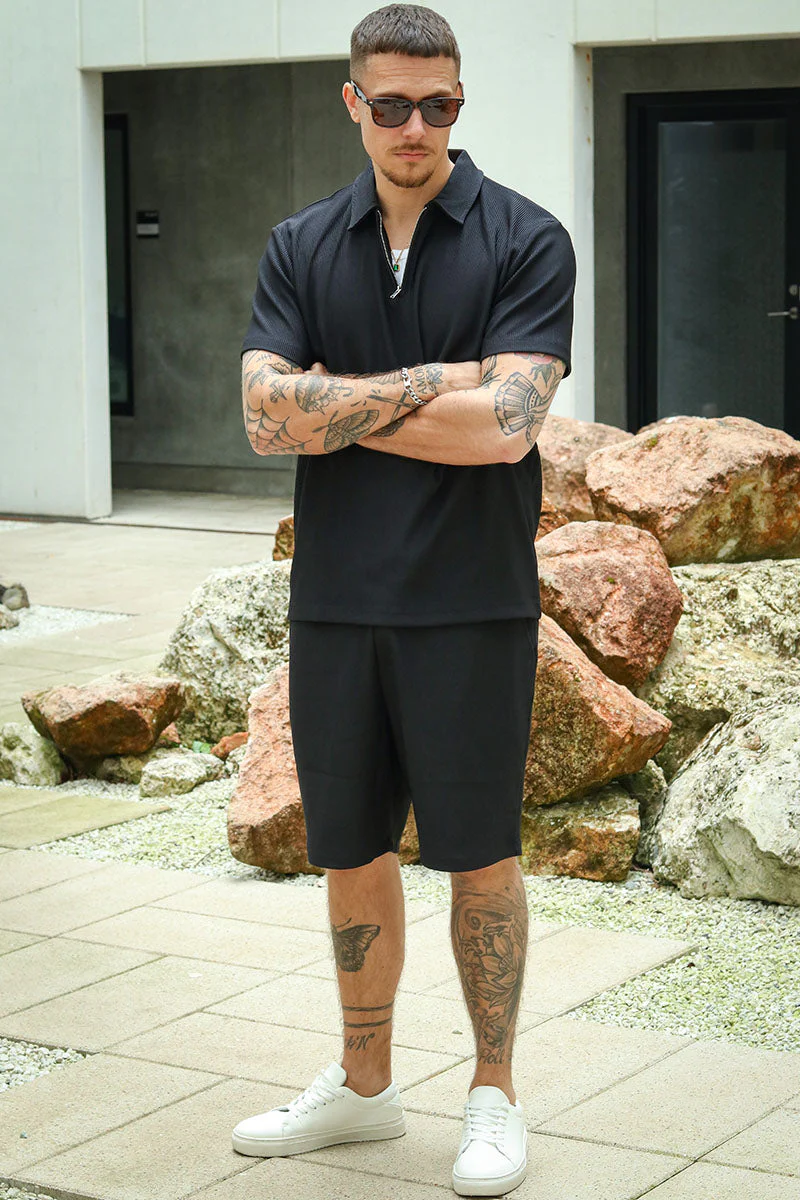 Selected Loose Plisse Shorts Black - Image 2