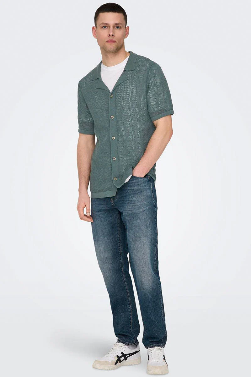ONLY & SONS Diego Regular SS Knit Resort Shirt Balsam Green - Image 2