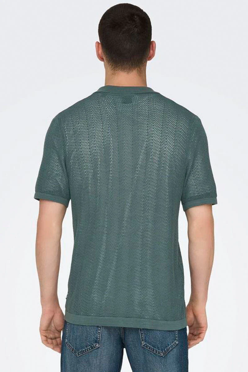 ONLY & SONS Diego Regular SS Knit Resort Shirt Balsam Green - Image 4