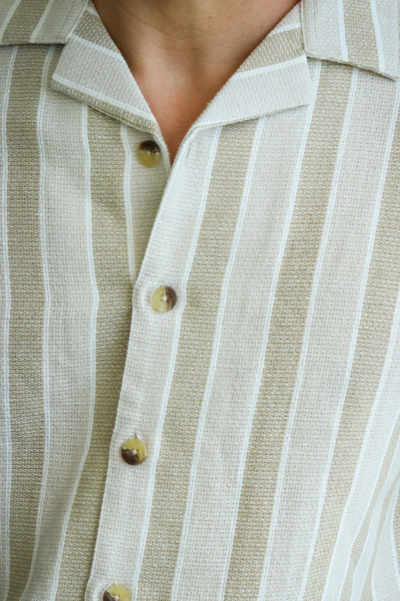 ONLY & SONS Trev Regular SS Structure Stripe Shirt Vintage Khaki - Image 4