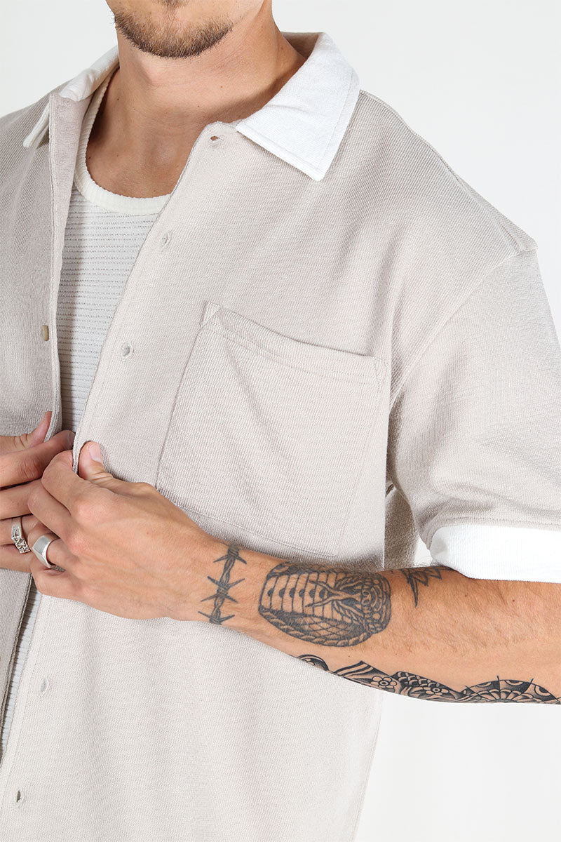 ONLY & SONS Mabon Relax Emb SS Shirt Silver Lining - Image 3