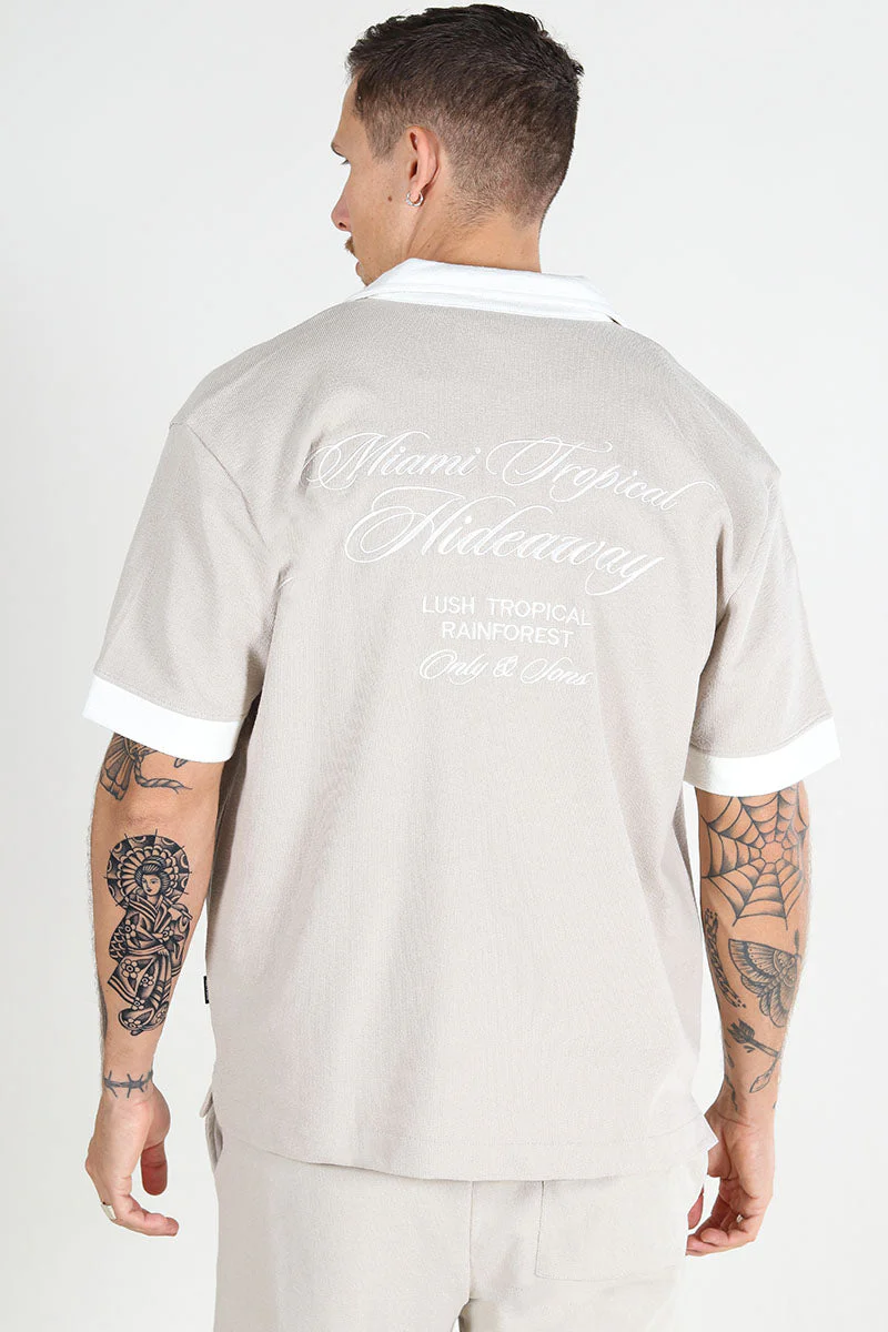 ONLY & SONS Mabon Relax Emb SS Shirt Silver Lining - Image 4