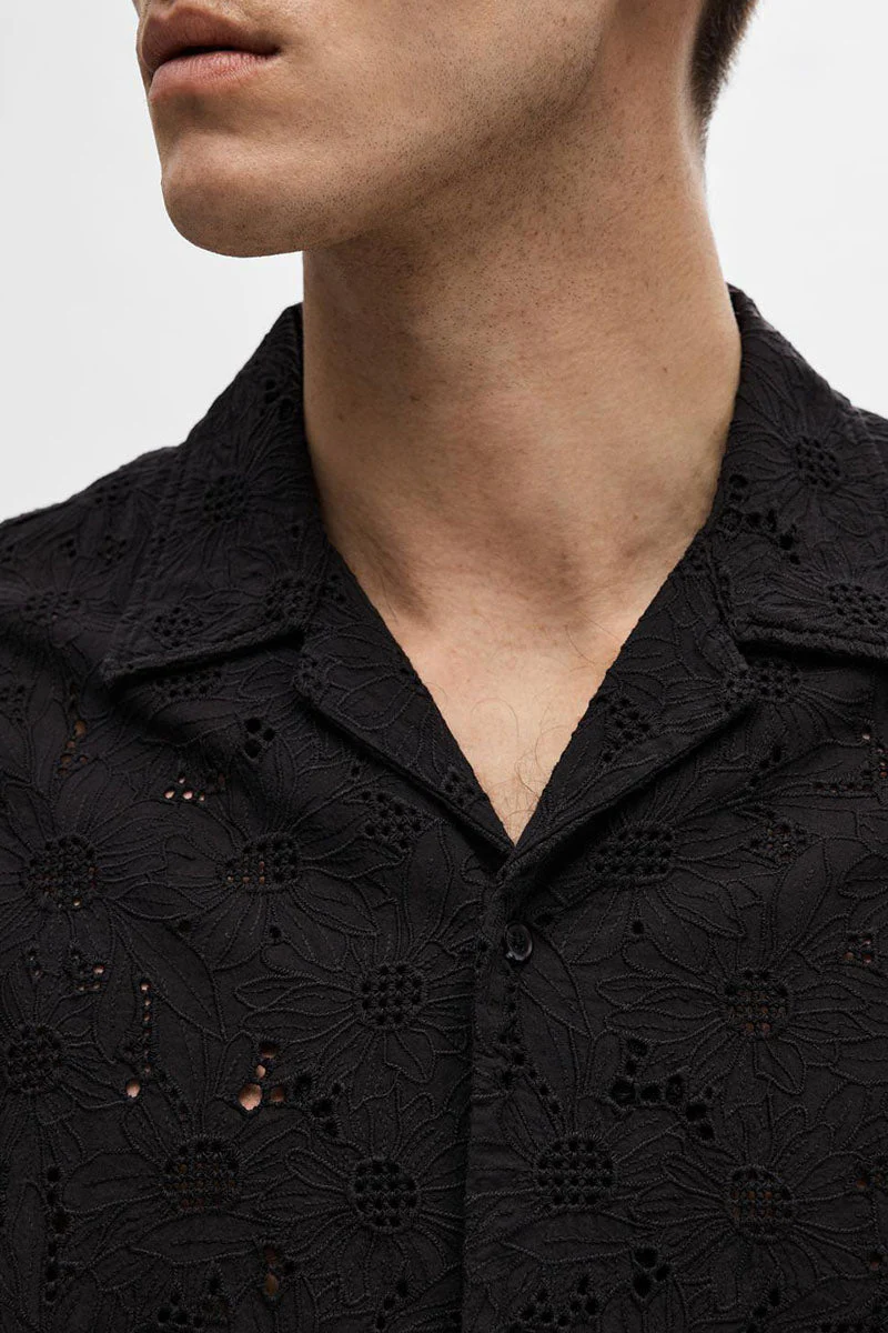 Selected Relax Jax Shirt SS Broderie Black - Image 3