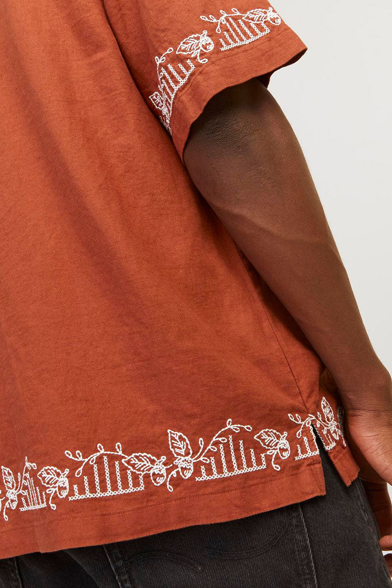 Jack & Jones Milos Linen EMB Shirt SS Maple Syrup - Image 3