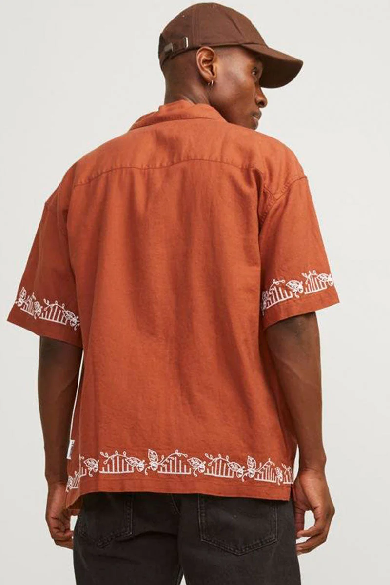 Jack & Jones Milos Linen EMB Shirt SS Maple Syrup - Image 5