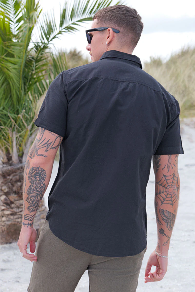 Selected Regular Sun Linen Shirt SS Black - Image 4