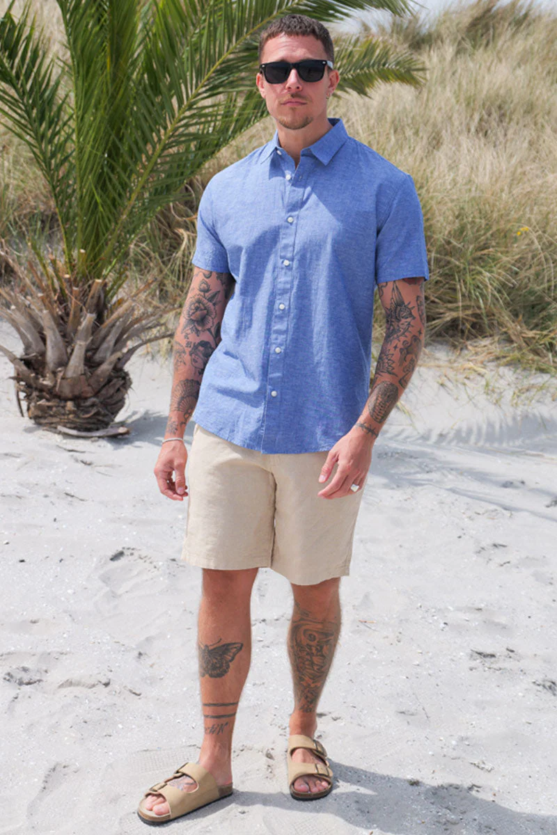 Selected Regular Sun Linen Shirt SS Medium Blue Denim - Image 2