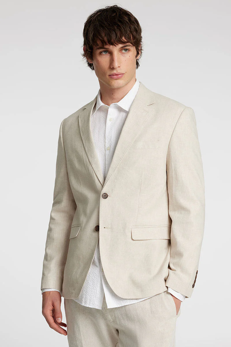 Selected Malik Sun Regular Linen Blazer Oatmeal - Image 3