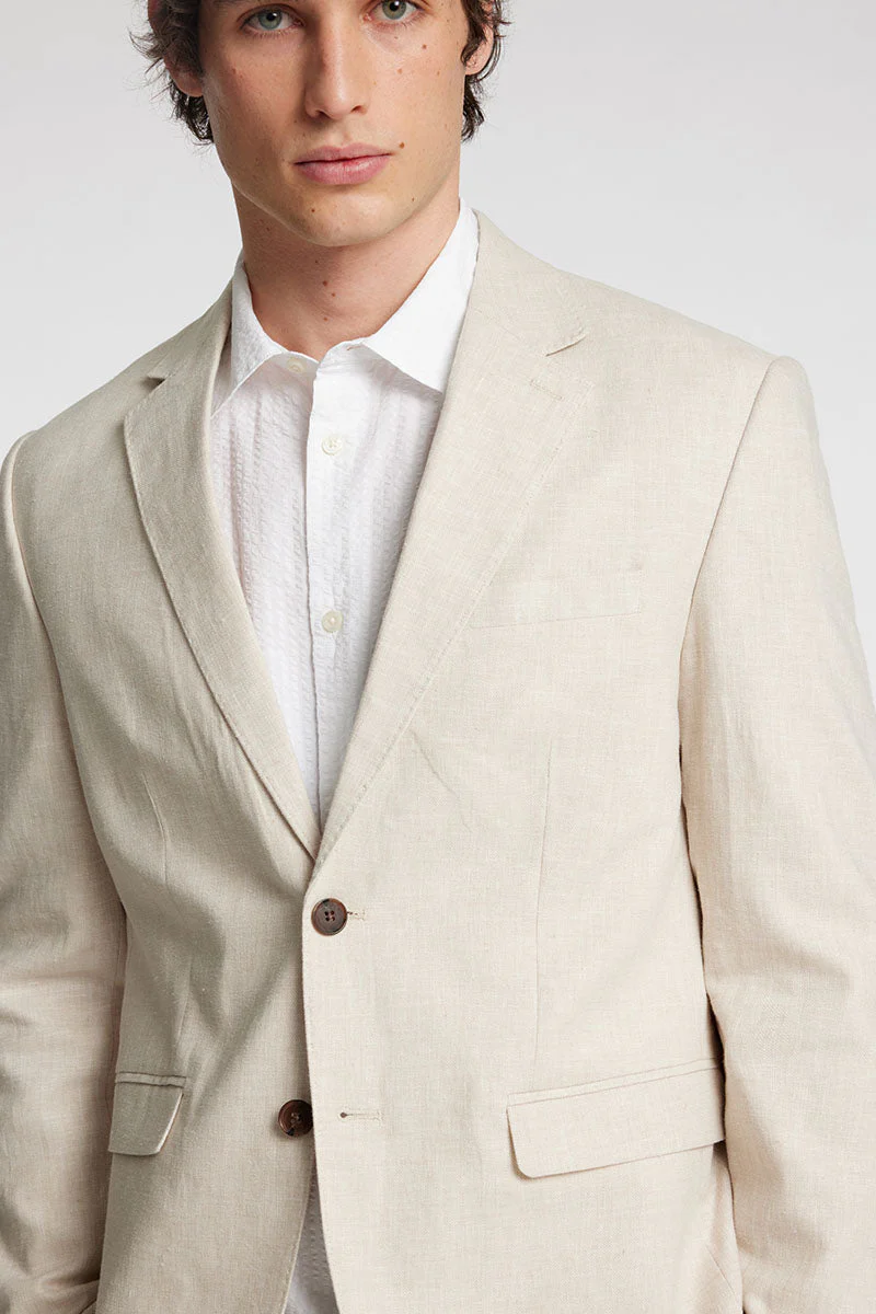 Selected Malik Sun Regular Linen Blazer Oatmeal - Image 4
