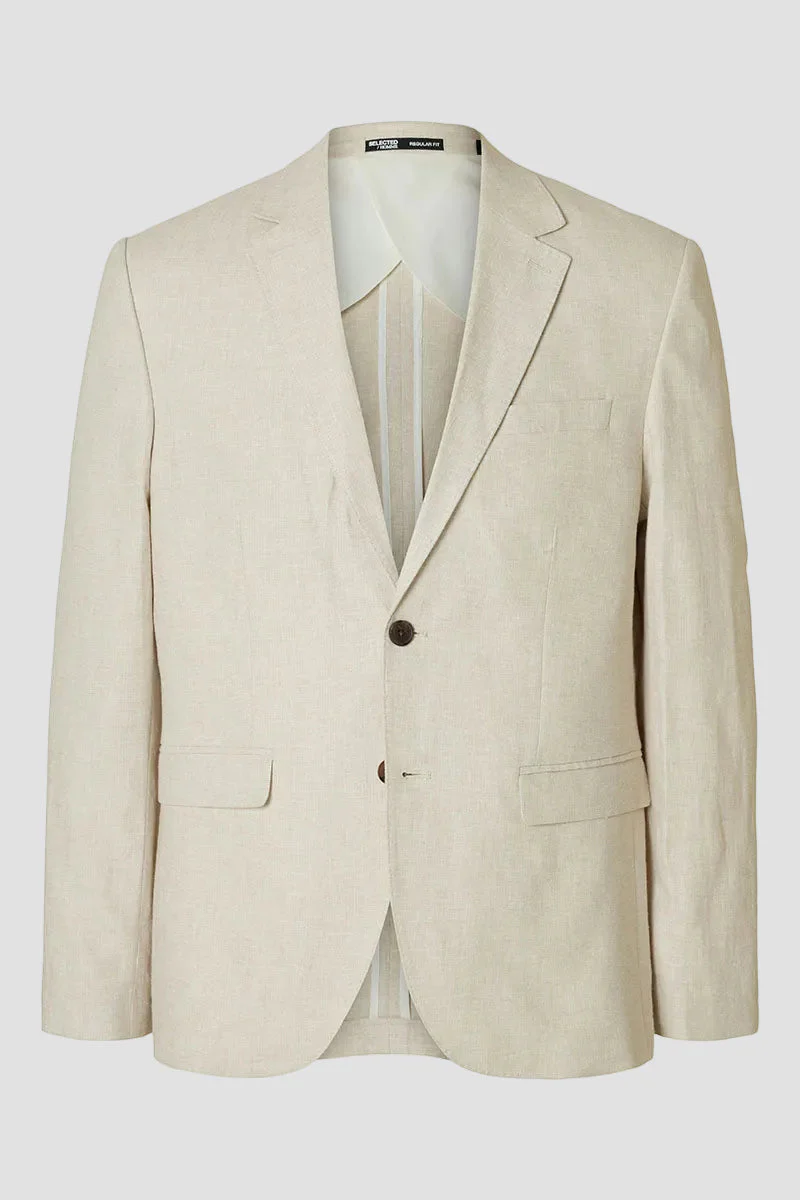 Selected Malik Sun Regular Linen Blazer Oatmeal - Image 6