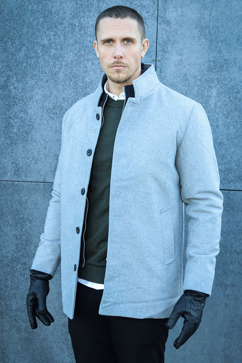 Jack & Jones Harrison Wool Jacket Light Grey Melange - Image 8