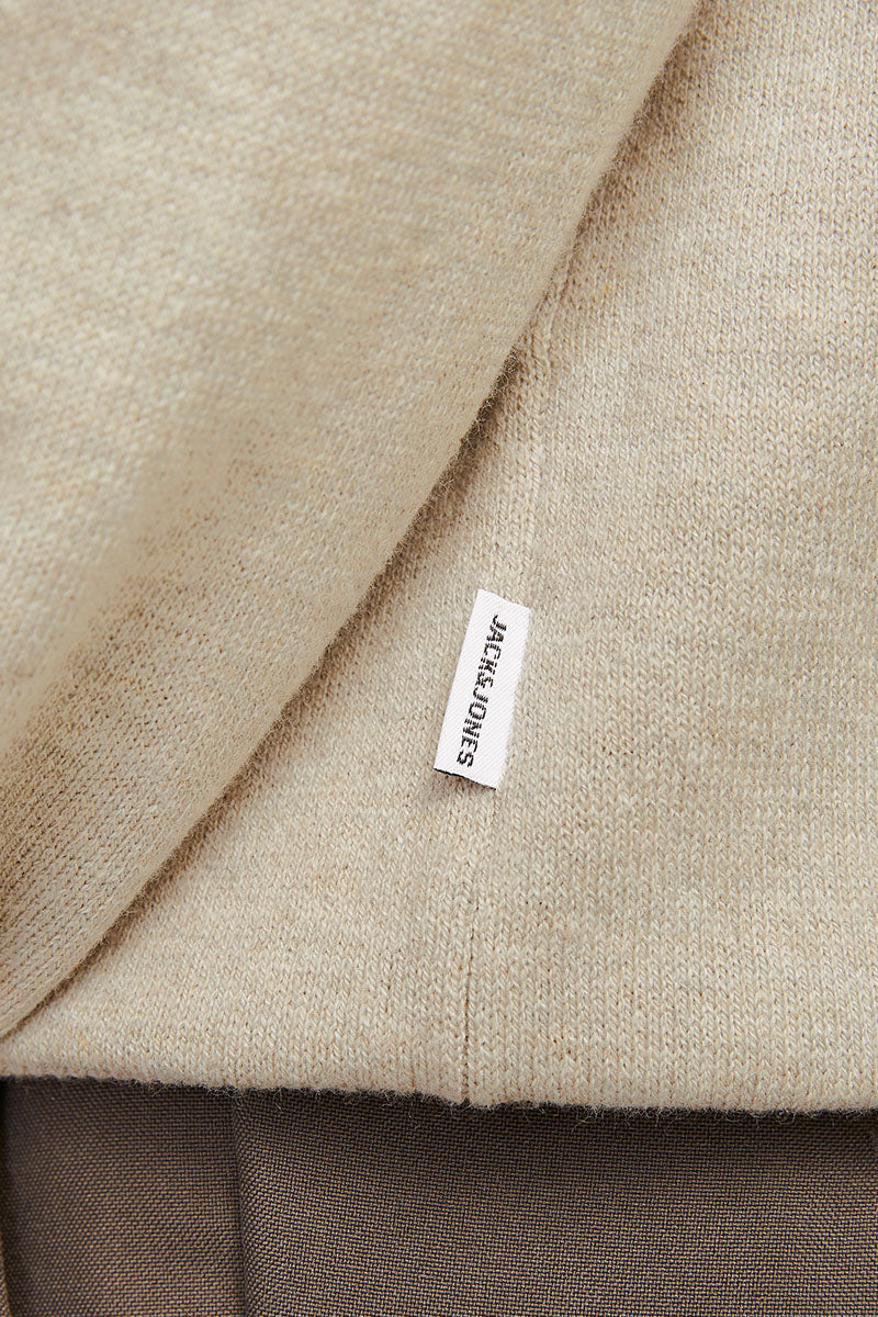 Jack & Jones Emil Knit Polo Half Zip LS Oatmeal - Image 5