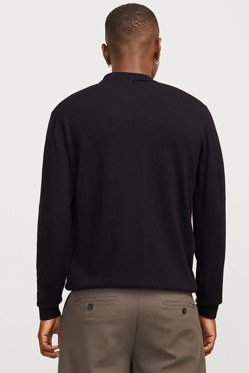 Jack & Jones Emil Knit Polo Half Zip LS Black - Image 6