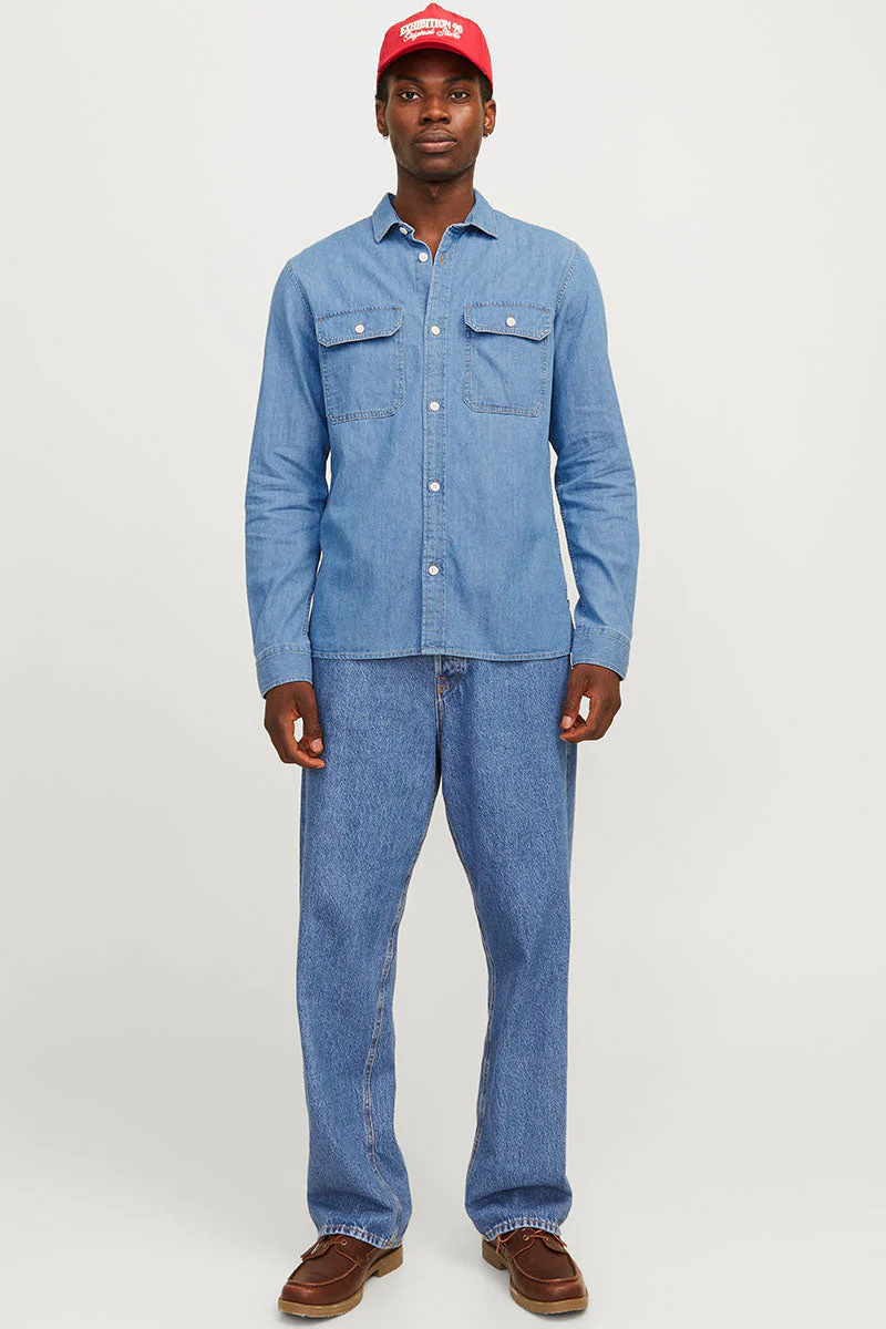 Jack & Jones Travis Shirt LS Light Blue Denim - Image 2
