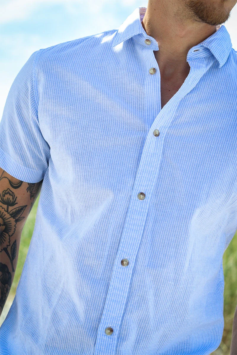 Jack & Jones Summer Shirt SS Cashmere Blue Stripe - Image 3