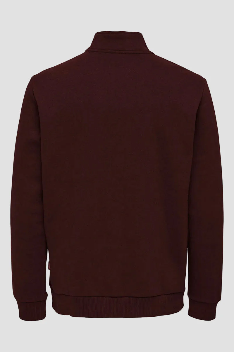 ONLY & SONS Ceres Half Zip Sweat Fudge - Image 6