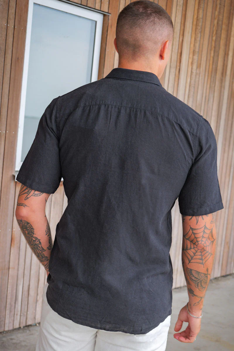 ONLY & SONS Caiden SS Linen Shirt Black - Image 4