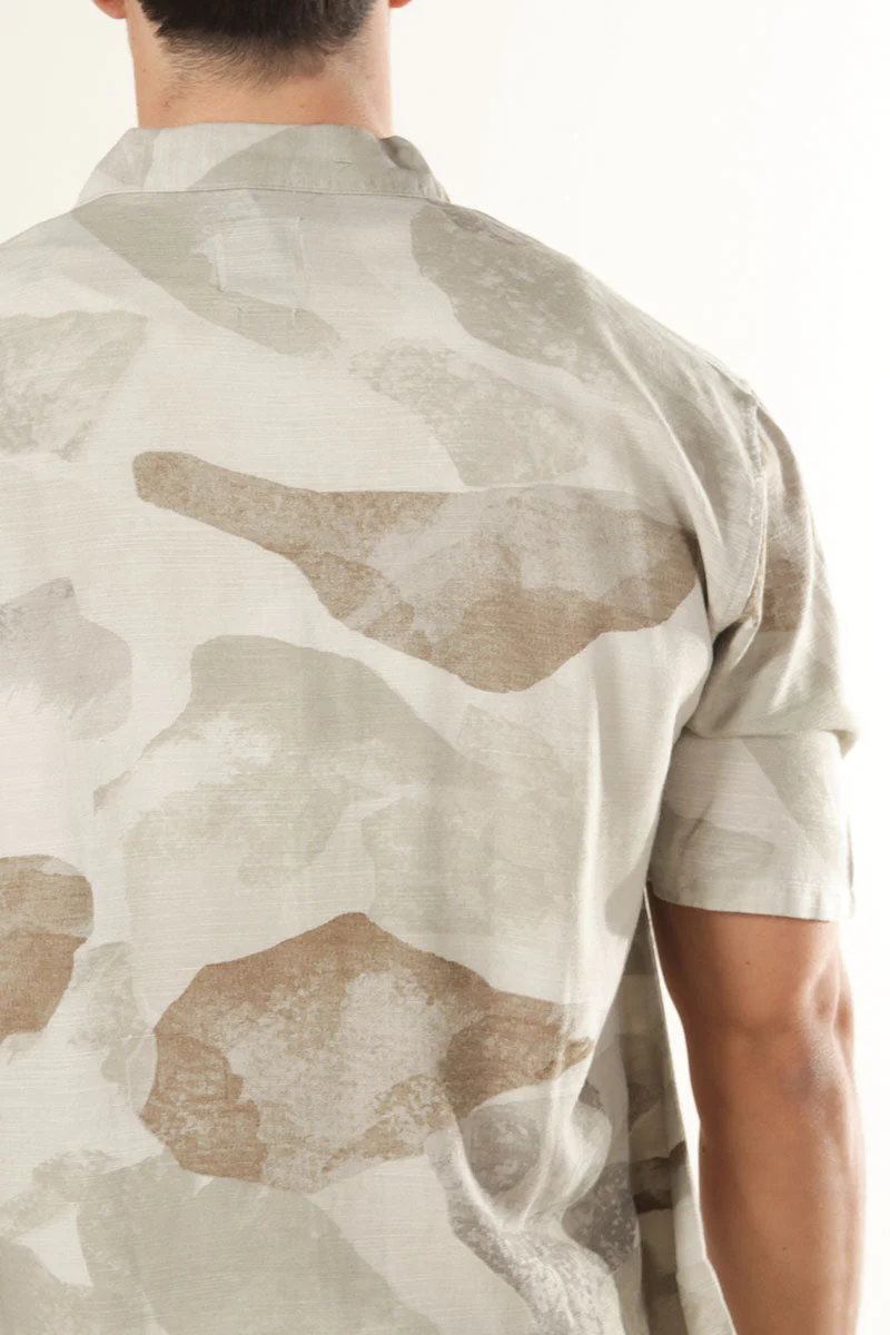 ONLY & SONS Bud Relaxed Fit AOP Linen Shirt Chinchilla - Image 6