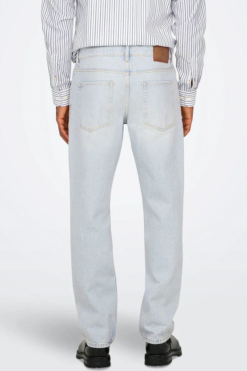 Only & Sons Edge Straight Fit 9393 Light Blue Bleached Denim - Image 5