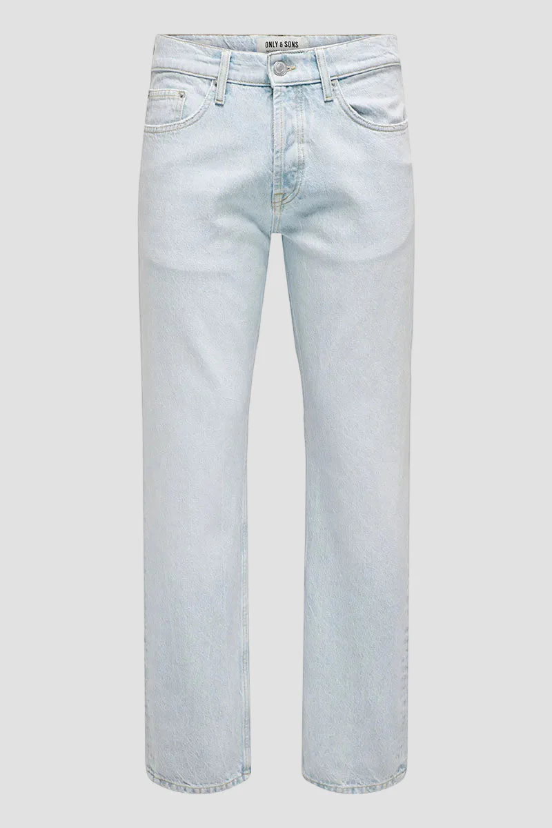 Only & Sons Edge Straight Fit 9393 Light Blue Bleached Denim - Image 6