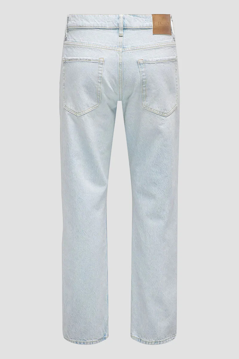 Only & Sons Edge Straight Fit 9393 Light Blue Bleached Denim - Image 7