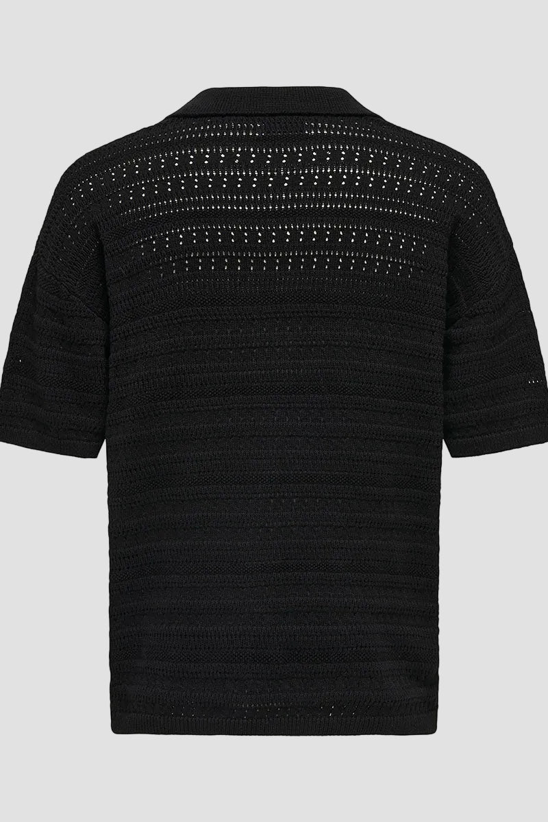 ONLY & SONS Grayson SS Chocket Knit Polo Black - Image 6