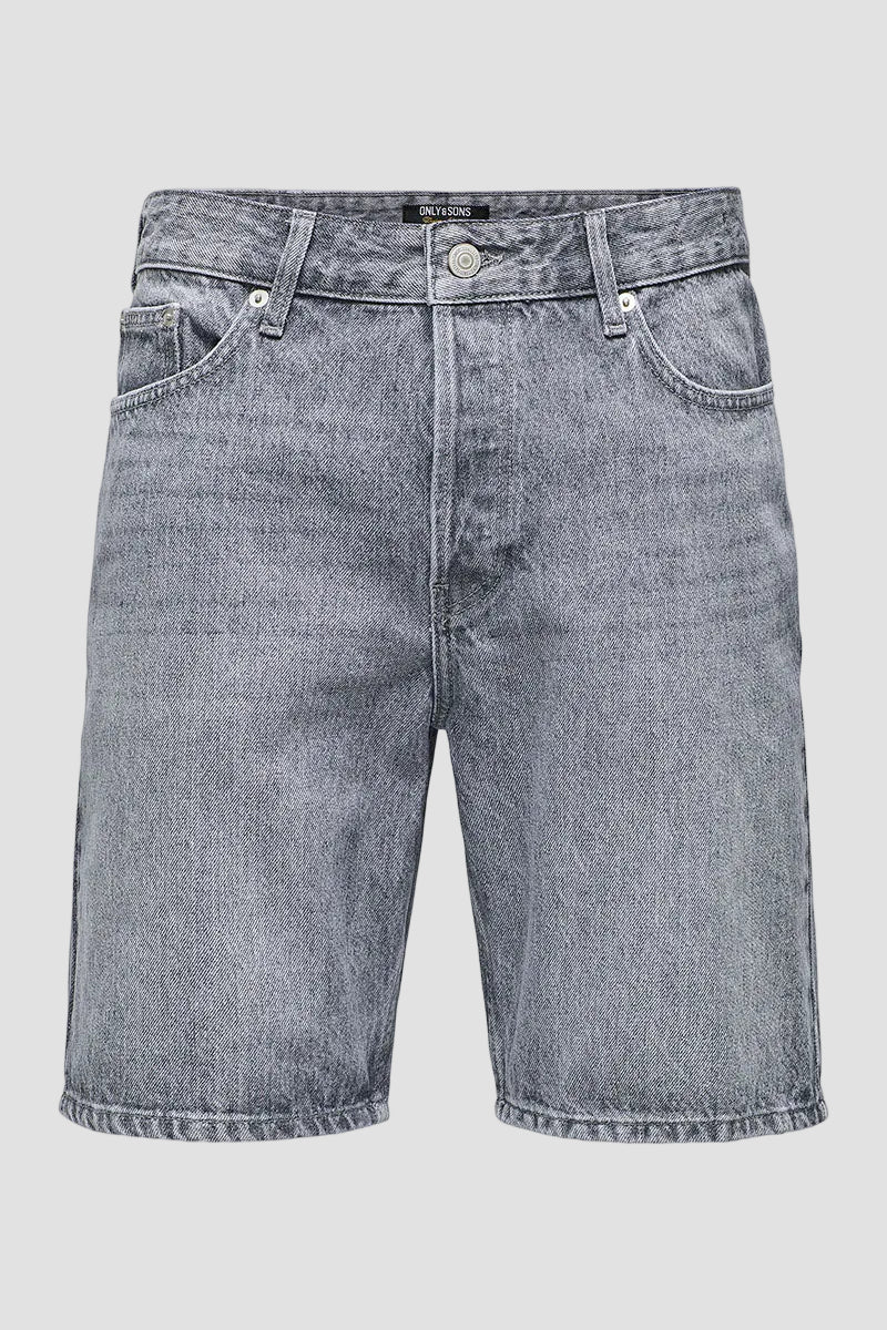 ONLY & SONS Edge Straight Fit Denim Shorts Medium Grey Denim - Image 5