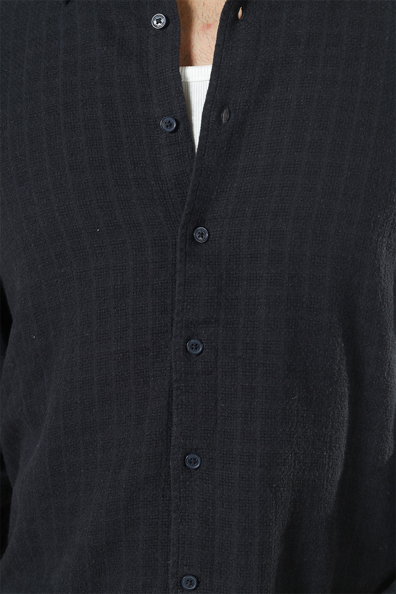 ONLY & SONS Latham LS Linen Structure Shirt Dark Navy - Image 4